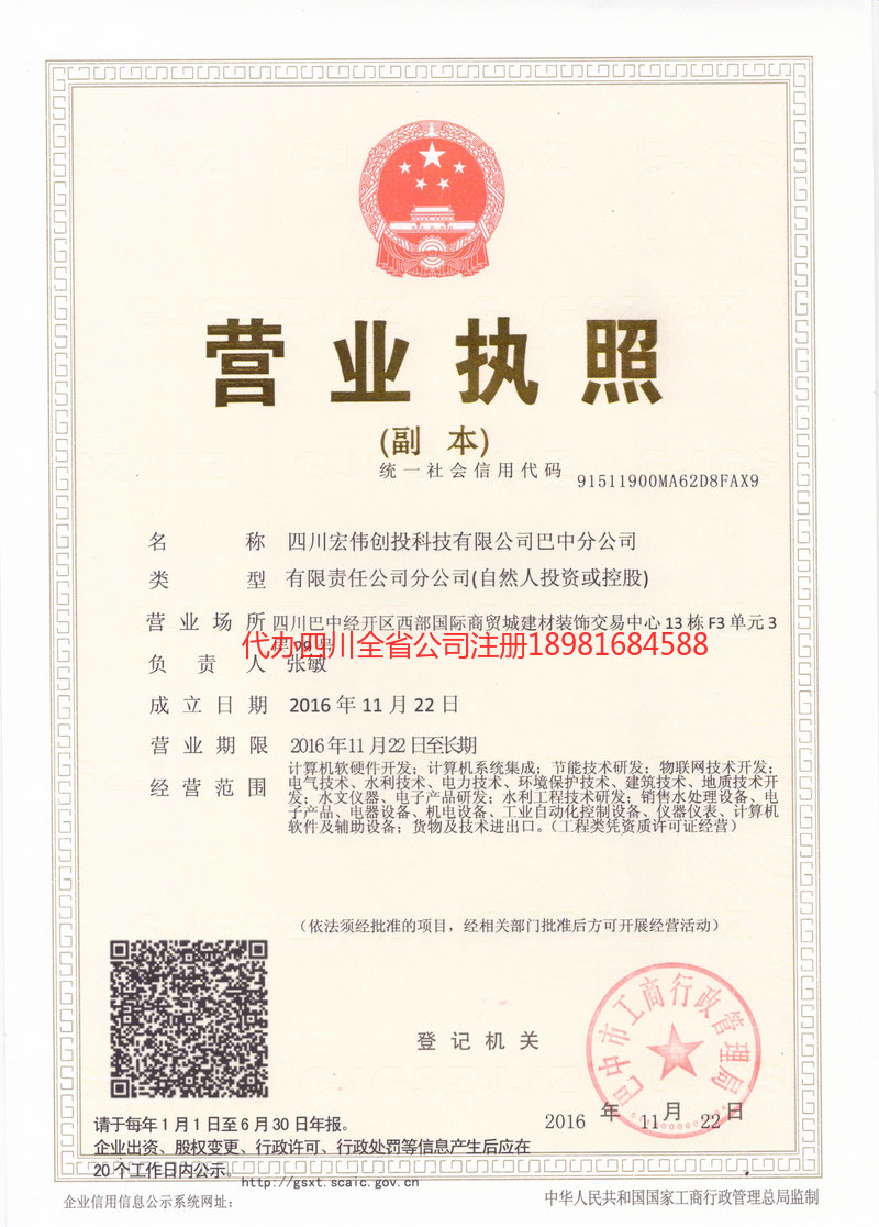 林芝林芝宏伟创投科技有限公司